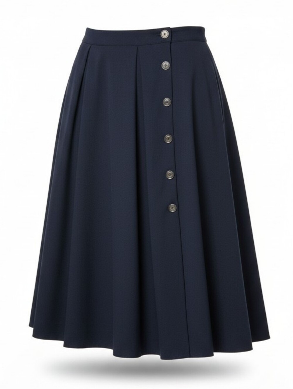 Black Side Button Accent A-Line Skirt